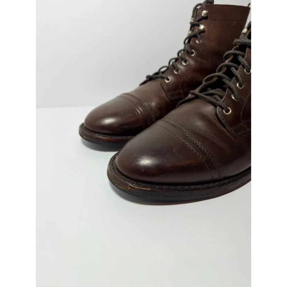 Thursday Boot Co Captain Lace Up Boot Mens Brown Leather Cap Toe Speed Hook